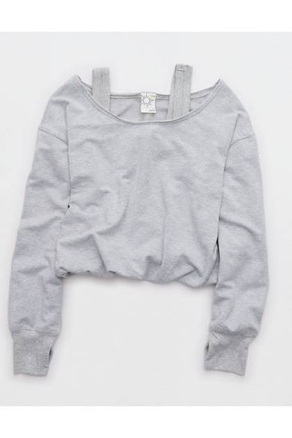 OFFLINE By Aerie OTT Layered Sweatshirt Medium Heather Gray