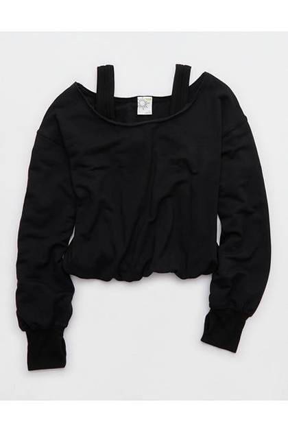 OFFLINE By Aerie OTT Layered Sweatshirt True Black