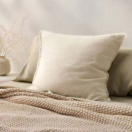 Euro Heavyweight Linen Blend Throw Pillow Natural - Casaluna™: Large Square Indoor Cushion, Removable Cover, OEKO-TEX Certified