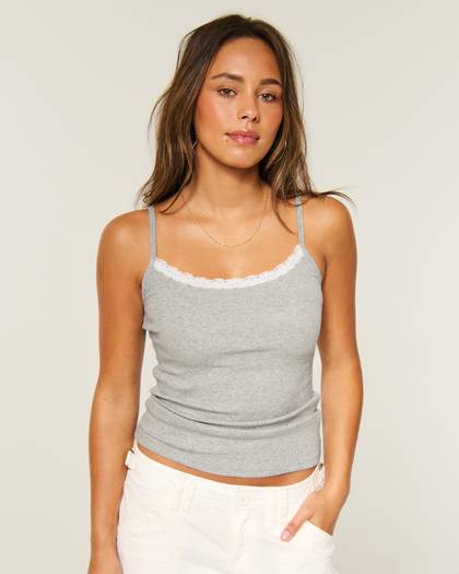 Rib Lace Trim Cami