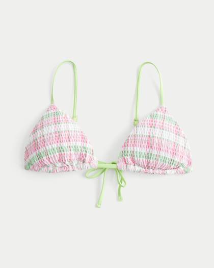 Smocked Over-the-Shoulder Triangle Bikini Top