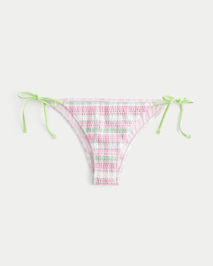 Smocked Side Tie Cheeky Bikini Bottom