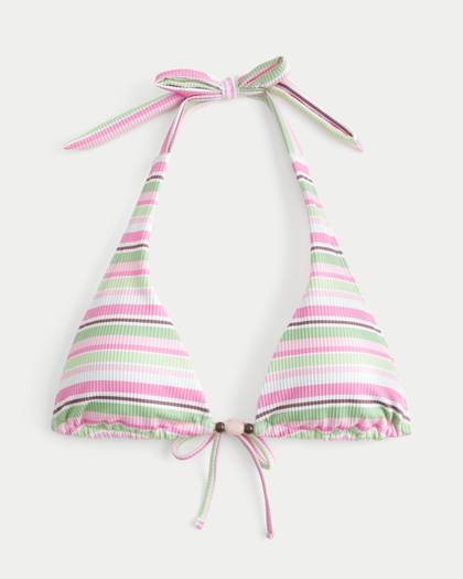 Rib Elongated Triangle Bikini Top
