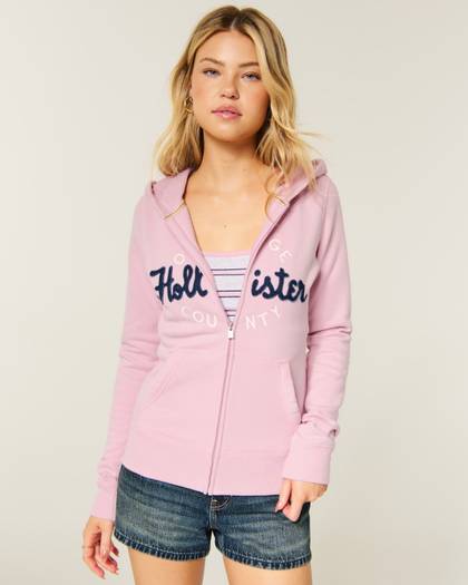 Hollister Feel Good Logo Graphic Zip-Up Hoodie