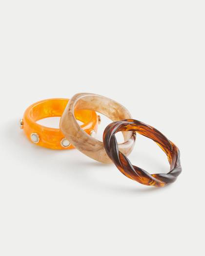 Orange & Neutral Marbled Bangle 3-Pack