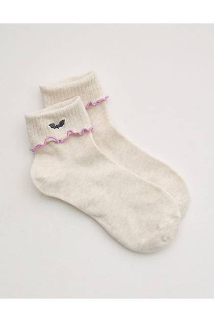 Aerie Folded Ruffle Quarter Socks Heather Frost