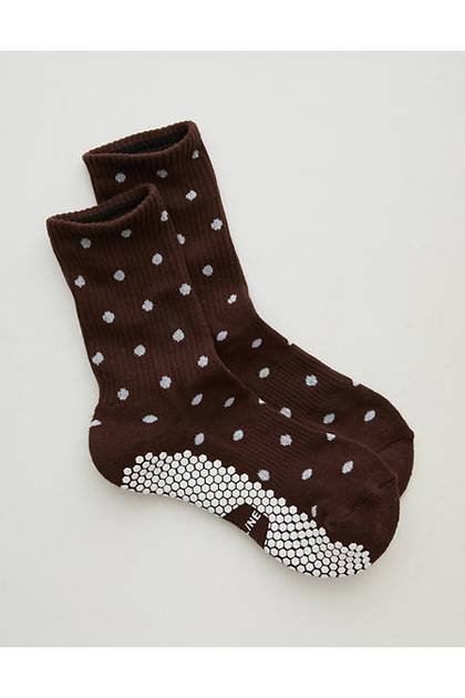 OFFLINE By Aerie x LUCKY HONEY Crew Grip Socks Deep Earth