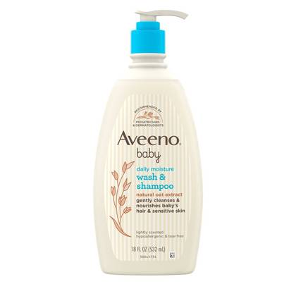 Aveeno Baby Daily Moisture Gentle Body Bath Wash & Shampoo - Lightly Scented - 18 fl oz