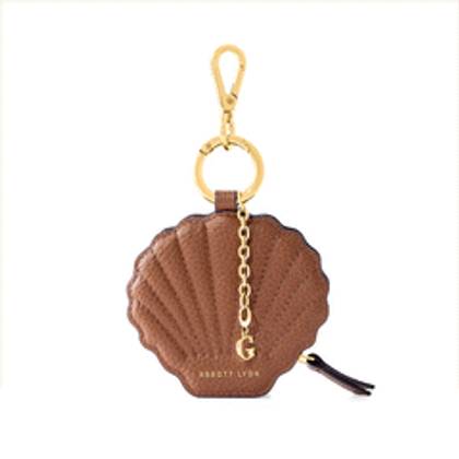Leather Shell Pouch Keyring (Tan)