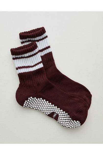 OFFLINE By Aerie x LUCKY HONEY Chunky Crew Grip Socks Royal Berry