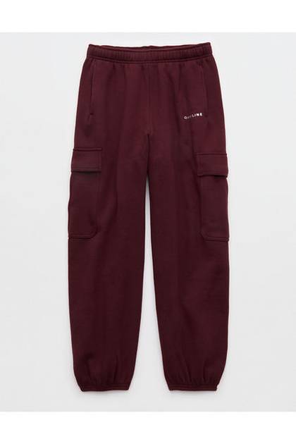 OFFLINE By Aerie Cloud Fleece Baggy Cargo Jogger Royal Berry