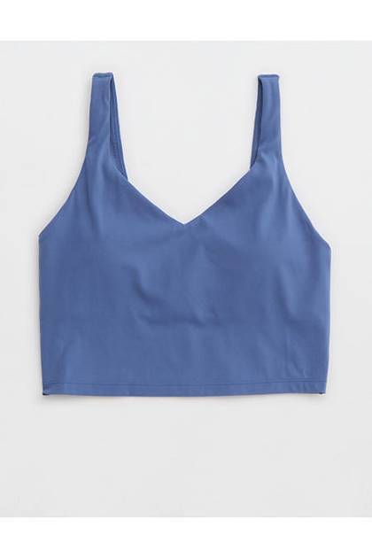 OFFLINE By Aerie Real Me Low Key Longline Sports Bra Marbled Blue