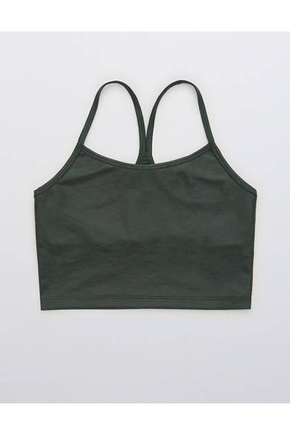 OFFLINE By Aerie The Hugger Crackle Racerback Sports Bra Sycamore