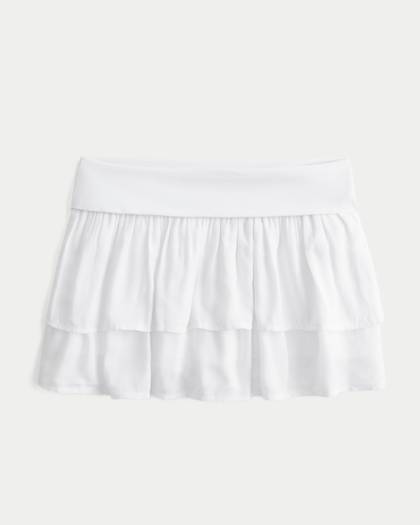 Foldover Waist Tiered Mini Skort