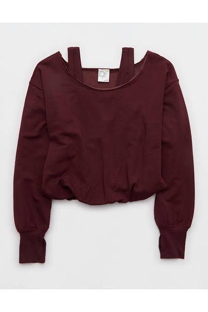 OFFLINE By Aerie OTT Layered Sweatshirt Royal Berry