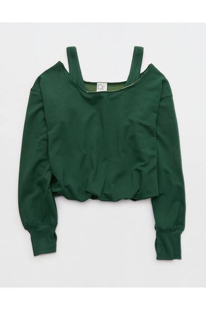 OFFLINE By Aerie OTT Layered Sweatshirt Rugged Green