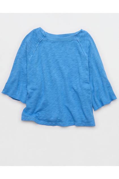 Aerie It's Casual Knit Slub T-Shirt Rome Blue
