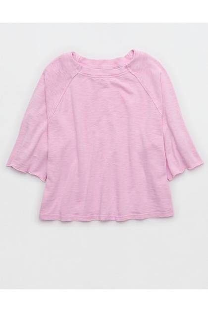 Aerie It's Casual Knit Slub T-Shirt Violet Willow