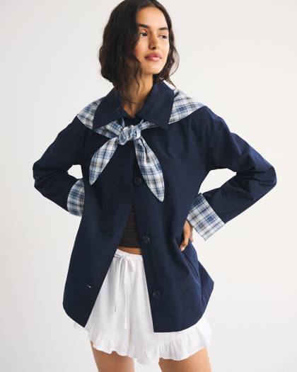 Scarf A-Line Trench Coat