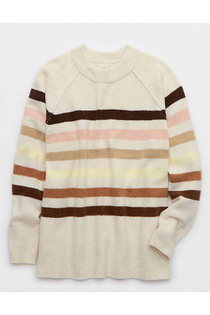 Aerie unREAL Crew Sweater Koko Brown