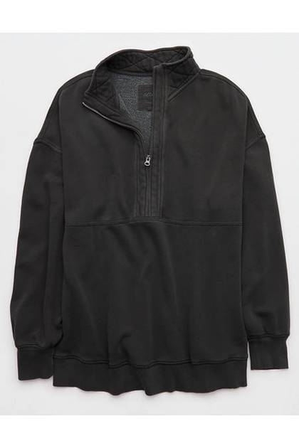 Aerie Oh Zip! Sweatshirt Smoked Gray
