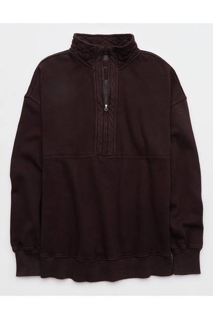 Aerie Oh Zip! Sweatshirt Deep Earth