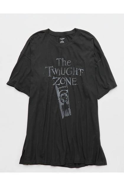 OVERSLEPT by Aerie Sleep Happens Night Tee Grey Shadow