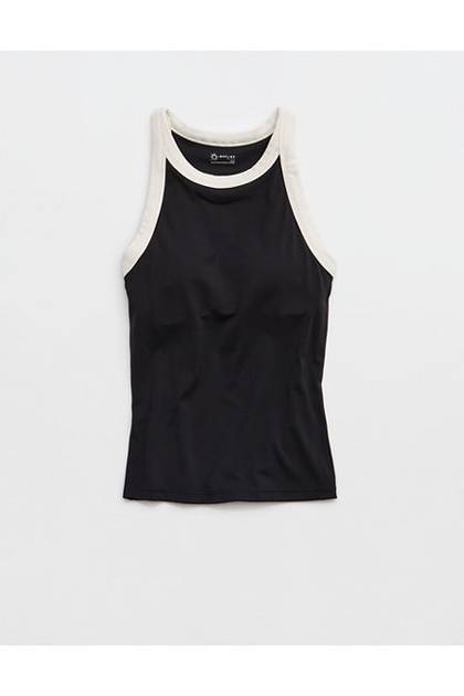 OFFLINE By Aerie Real Me Ringer High Neck Tank Top True Black