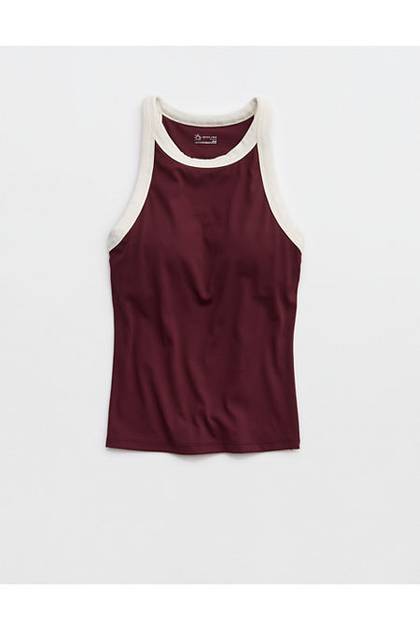 OFFLINE By Aerie Real Me Ringer High Neck Tank Top Royal Berry