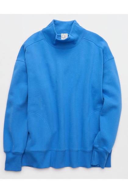 OFFLINE By Aerie Cloud Fleece Oversized Mockneck Sweatshirt Rome Blue
