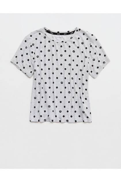 Aerie Real Soft Rib Baby Tee Light Heather Gray