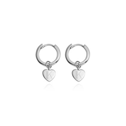Sterling Silver Heart Pendant Earrings (Silver)