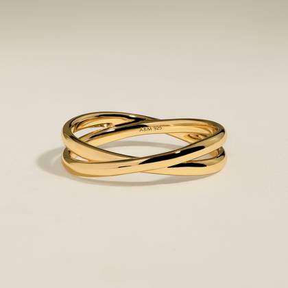 Crossover Illusion Band Ring in Gold