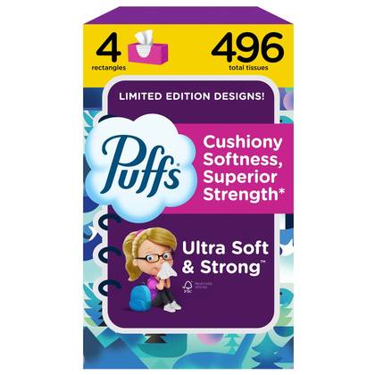Puffs Ultra Soft Facial Tissue - 4pk/496ct: Rectangle