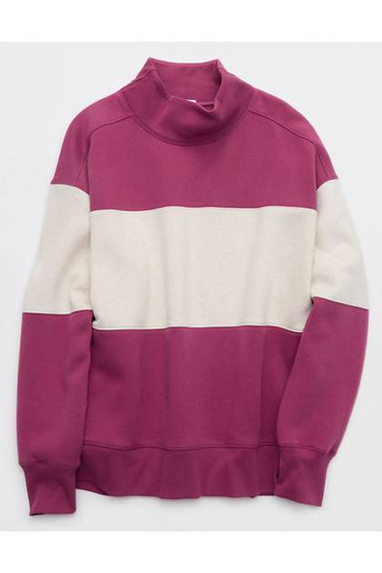 OFFLINE By Aerie Cloud Fleece Oversized Mockneck Sweatshirt Autumn Jam