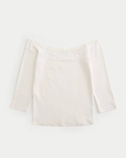 Lace Trim Off-the-Shoulder Top