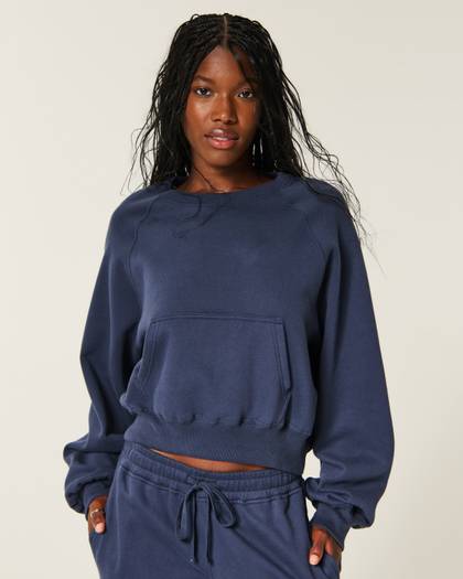 Hollister Cotton Collection Classic Raglan Crew Sweatshirt