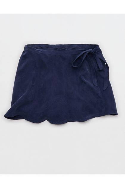OFFLINE By Aerie You're So Smooth Wrap Skirt Royal Navy