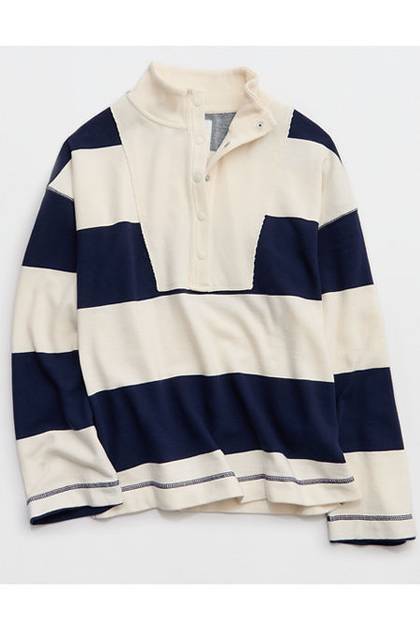 Aerie Quarter Snap Sweatshirt Navy