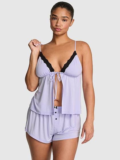 GRWPINK™ Modal Lace-Trim Flyaway Cami & Shorts Pajama Set