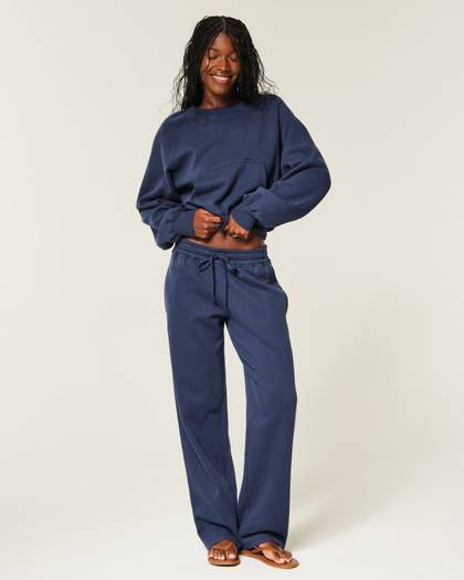 Hollister Cotton Collection Low-Rise Tapered Baggy Sweatpants