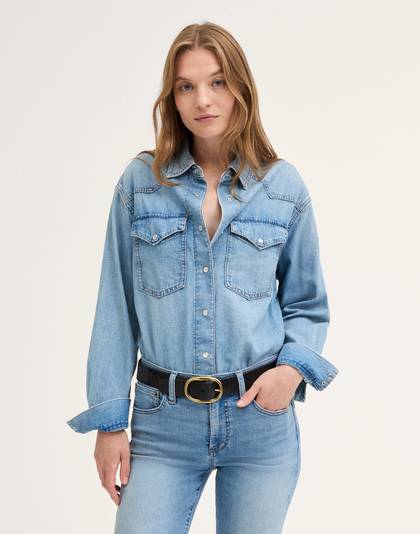Relaxed Denim Western Shirt