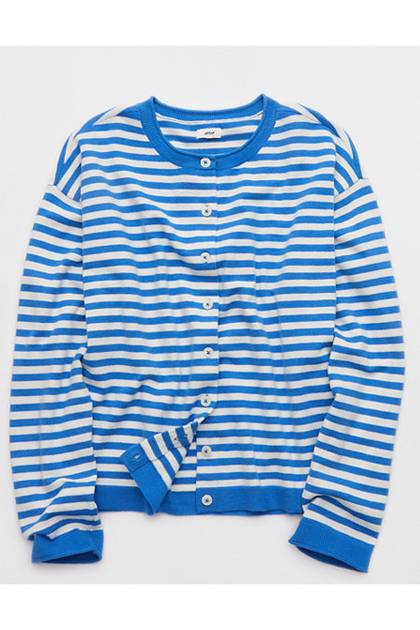 Aerie Sunday Soft Cardigan Rome Blue