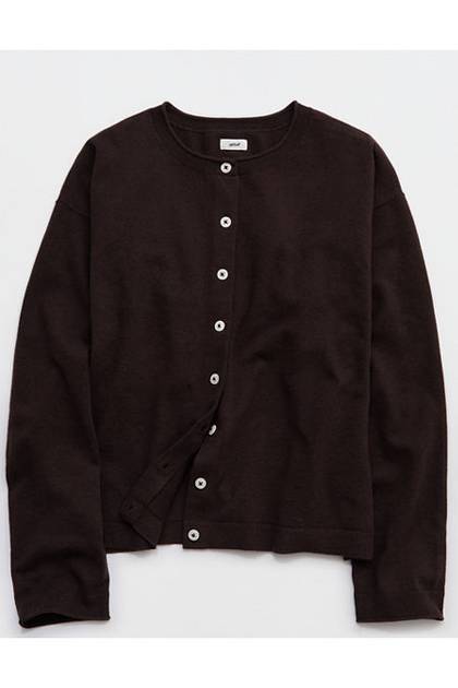 Aerie Sunday Soft Cardigan Deep Earth