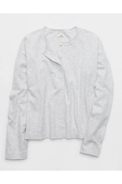 Aerie Sunday Soft Cardigan Light Heather Gray
