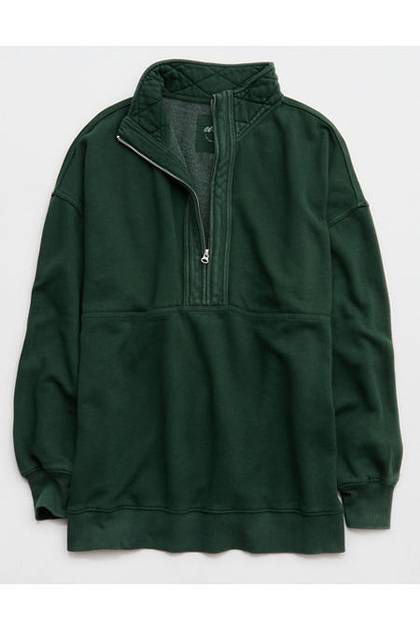 Aerie Oh Zip! Sweatshirt Rugged Green