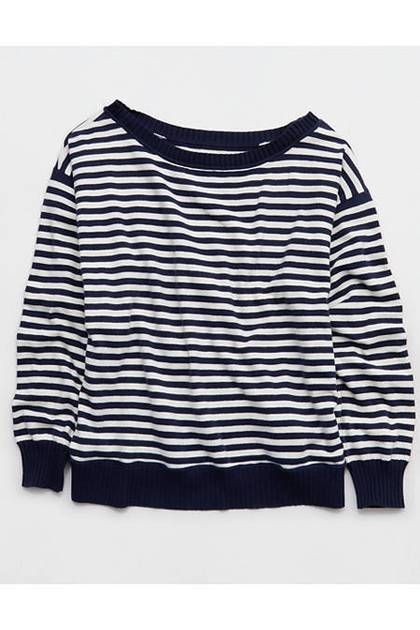 Aerie Sunday Soft Off-The-Shoulder Sweater Navy