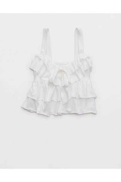 Aerie Ruffle Tank Top White