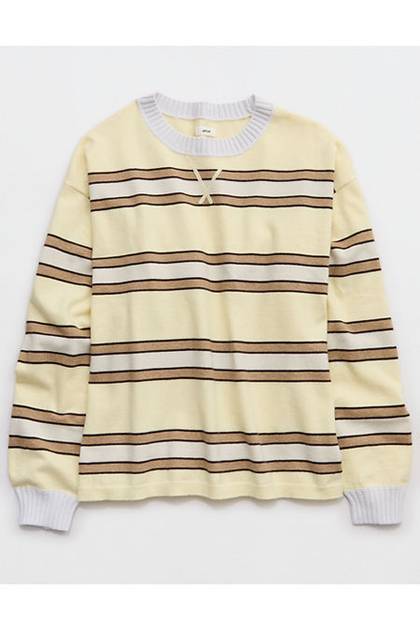 Aerie Sunday Soft Crew Sweater Cozy Yellow