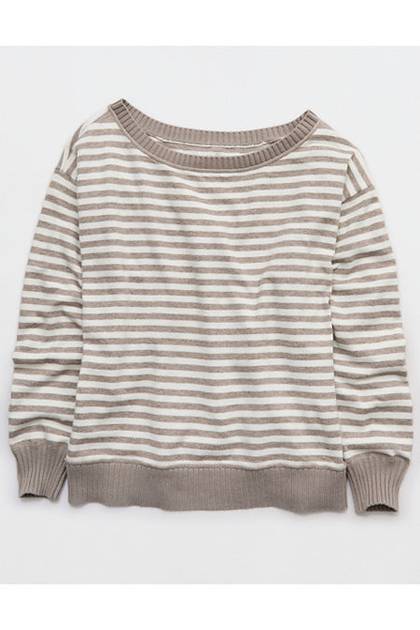 Aerie Sunday Soft Off-The-Shoulder Sweater Heathered Taupe